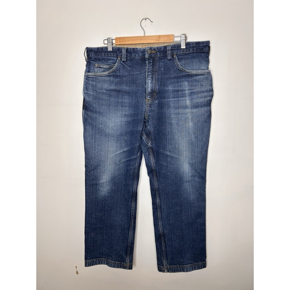 Duluth Trading Co Flex Ballroom Men's Dark Blue Denim Jeans Relaxed Size 38x28 - Picture 2 of 10